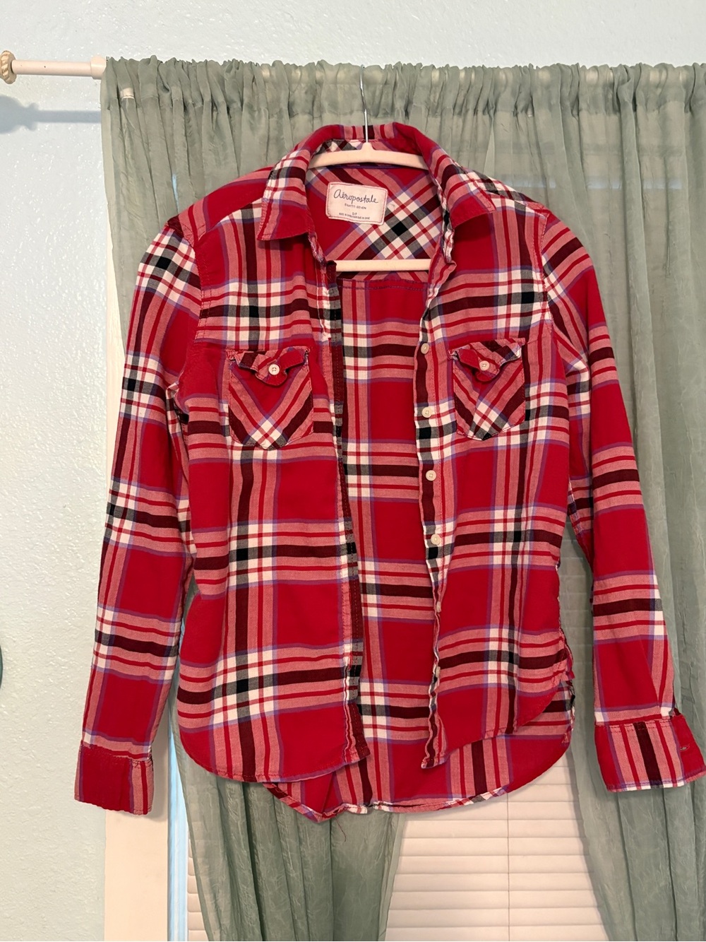 Aeropostale Red Plaid Button-Up Shirt